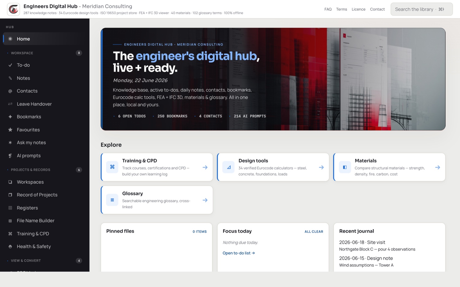 The app re-themed in a firm's accent colour