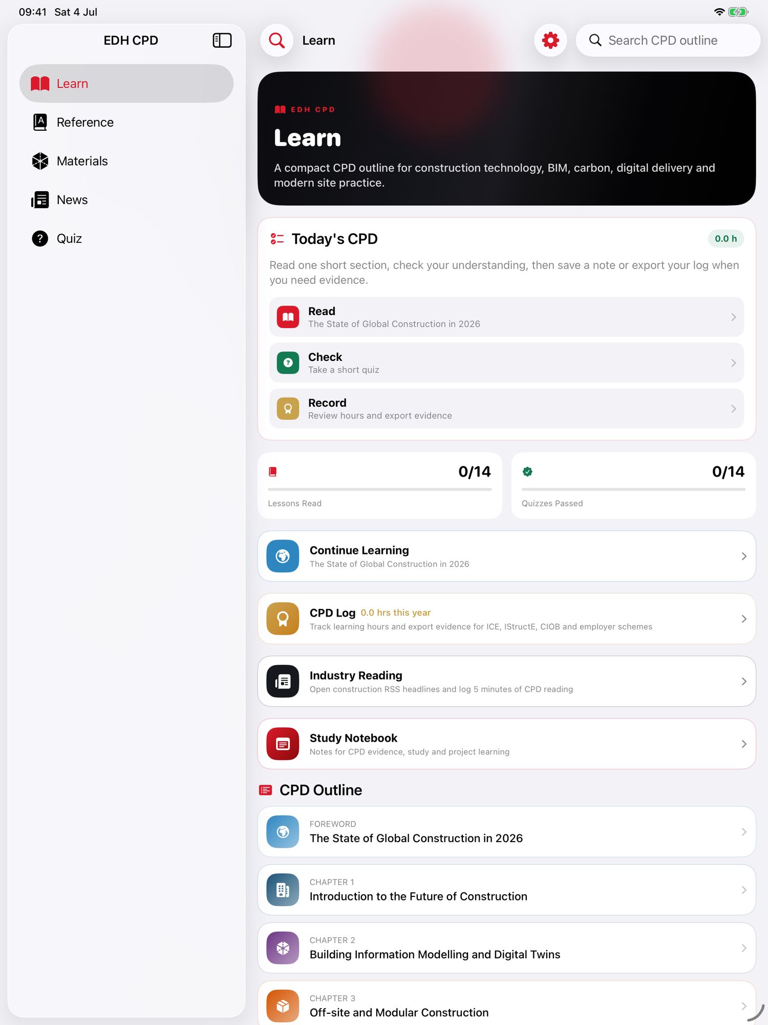 CPD for Construction Engineers on iPad