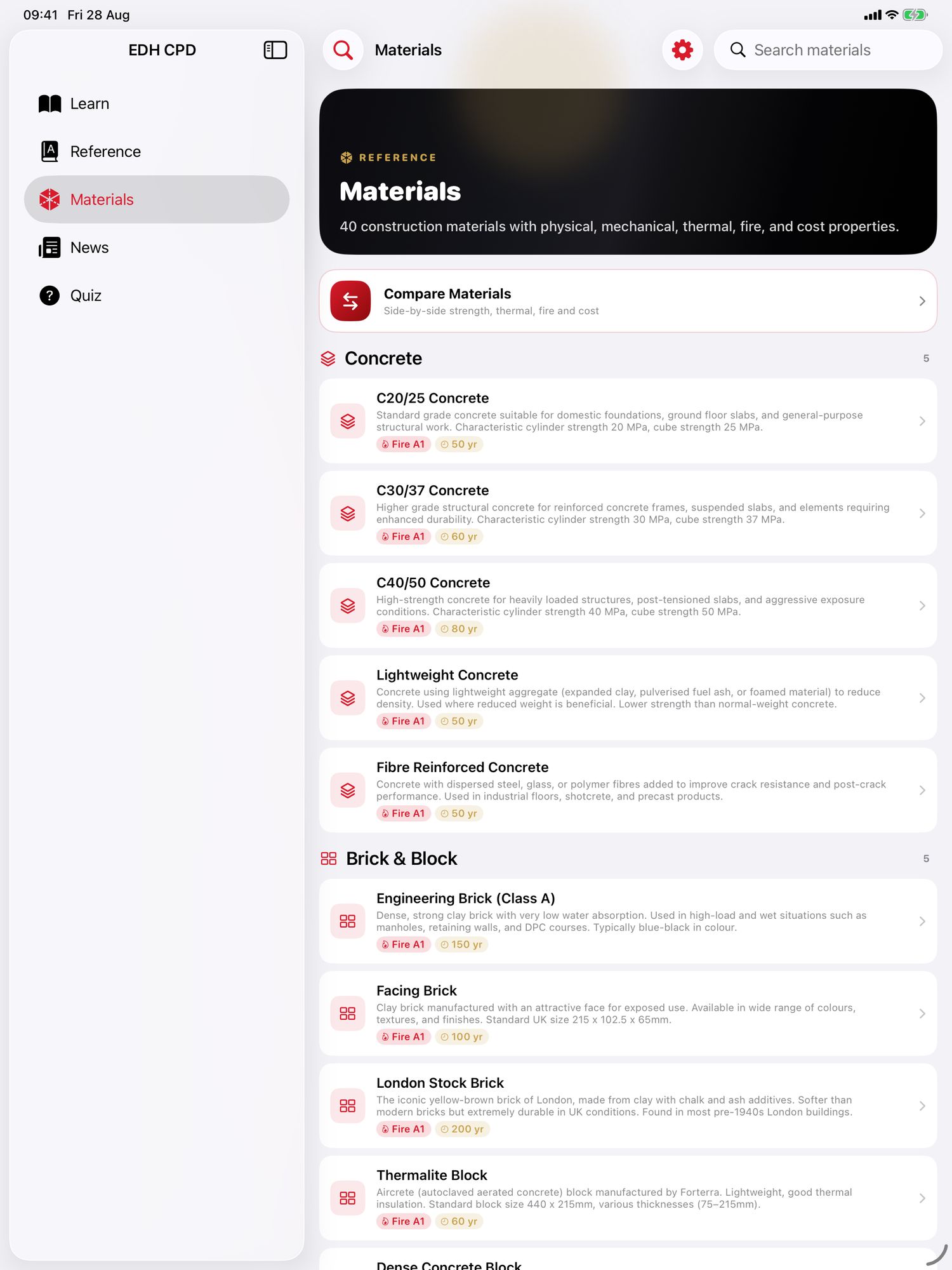 Materials on iPad