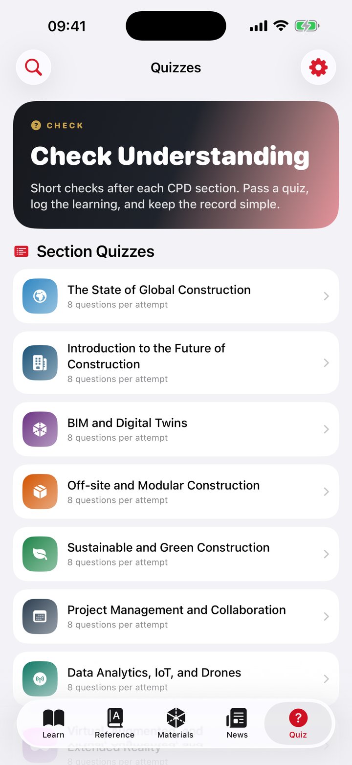EDH CPD quiz screen on iPhone