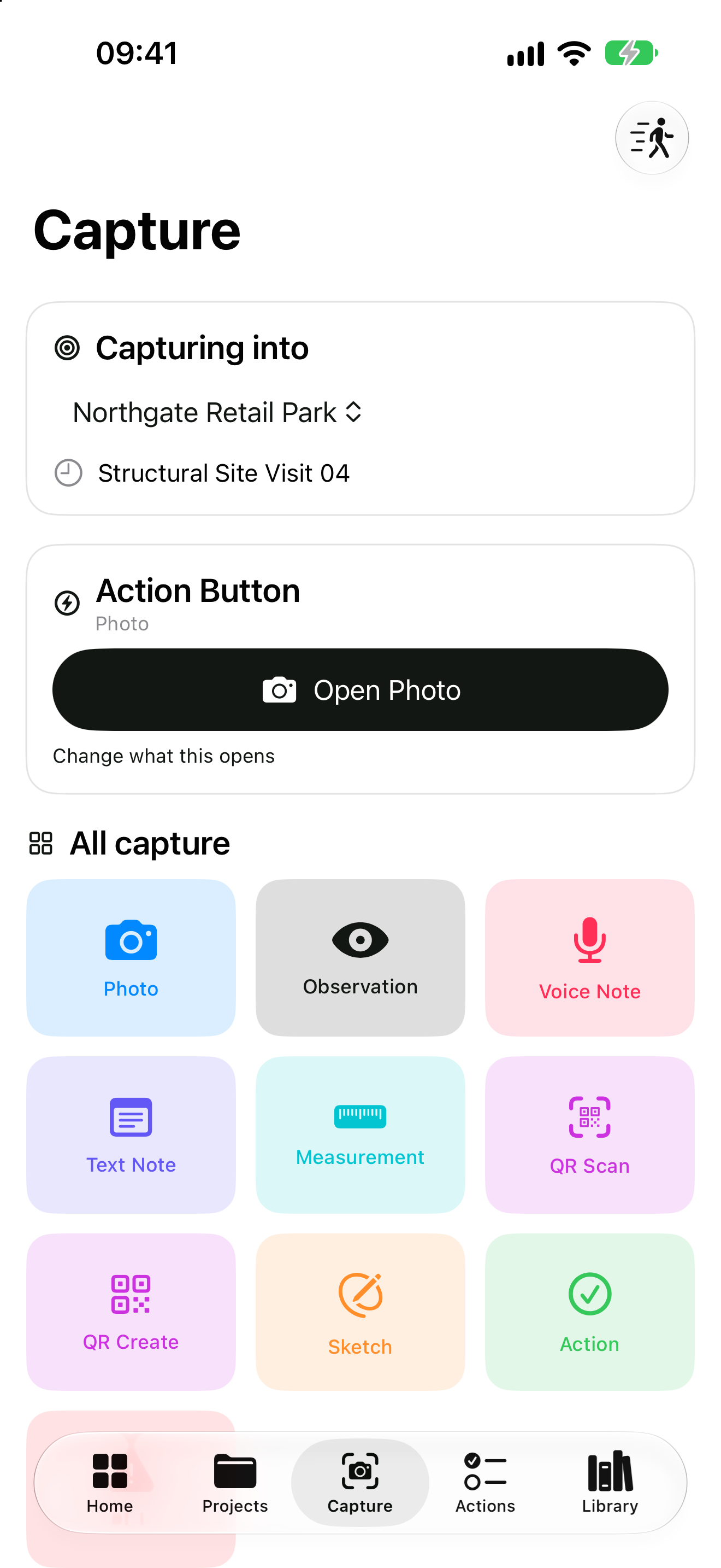 Seen on Site capture choices on iPhone