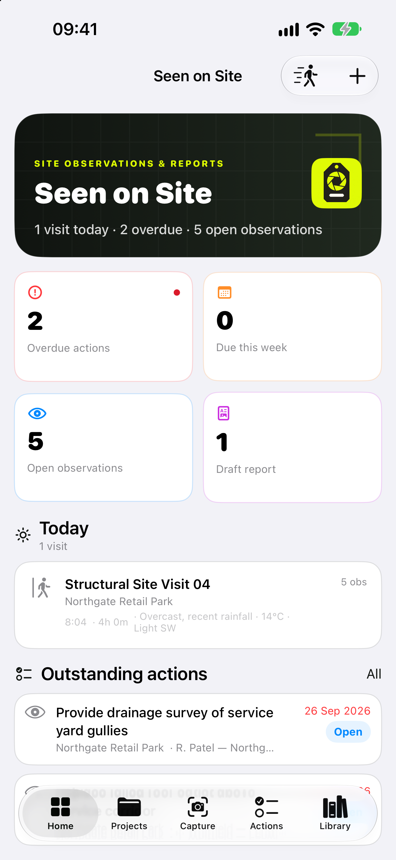 Seen on Site home screen on iPhone
